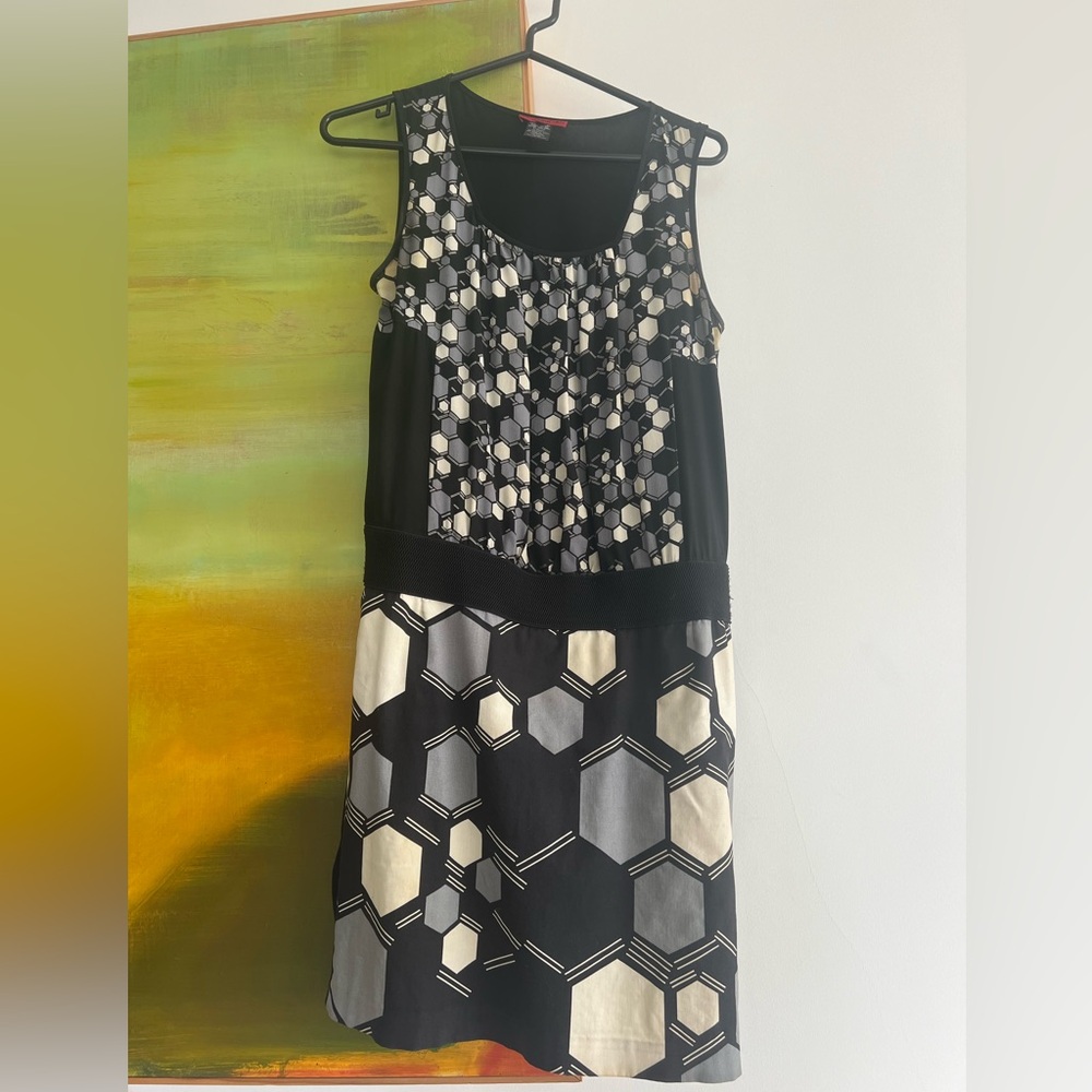 Vivienne Tam Women’s Size 4 Silk Navy Abstract Print Dress Geometric Pattern